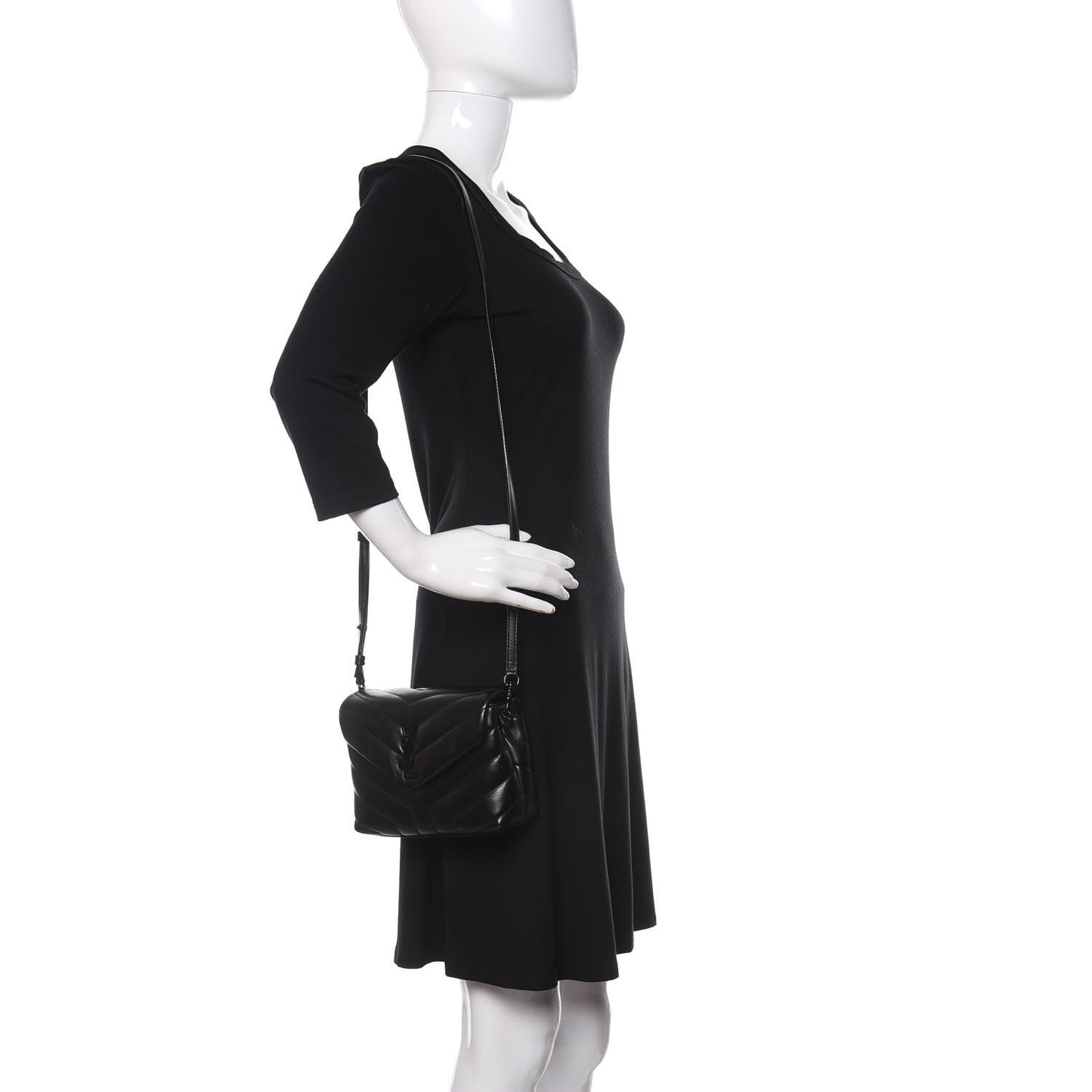 Calfskin Y Quilted Monogram Toy Loulou Crossbody Bag Black