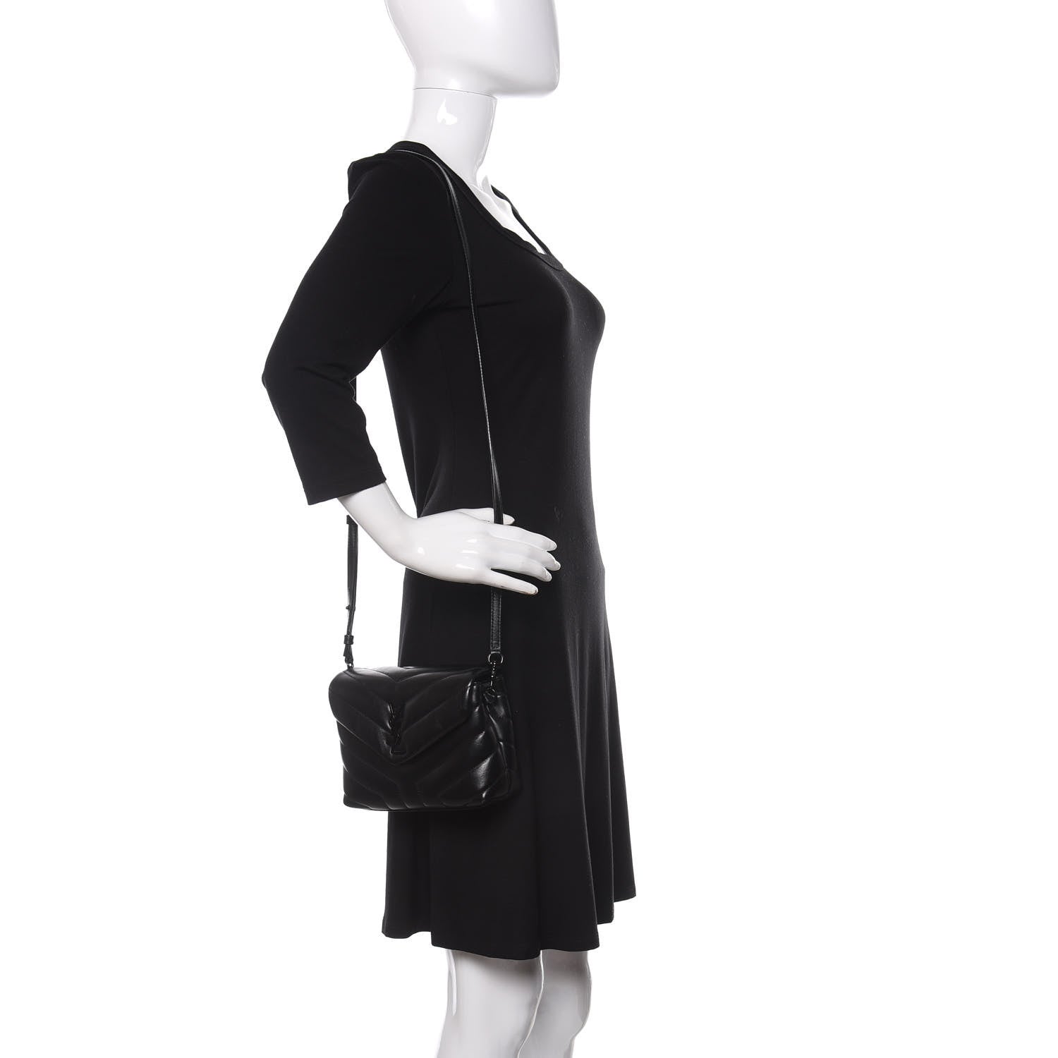 Saint Laurent Calfskin Y Quilted Monogram Toy Loulou Crossbody Bag Black 2 of 13