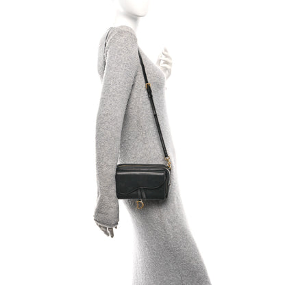 Christian Dior Goatskin Double Saddle Pouch Black 2 of 12