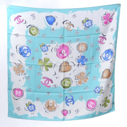 Chanel Silk CC Camellia Clover Heart Scarf 3 of 8