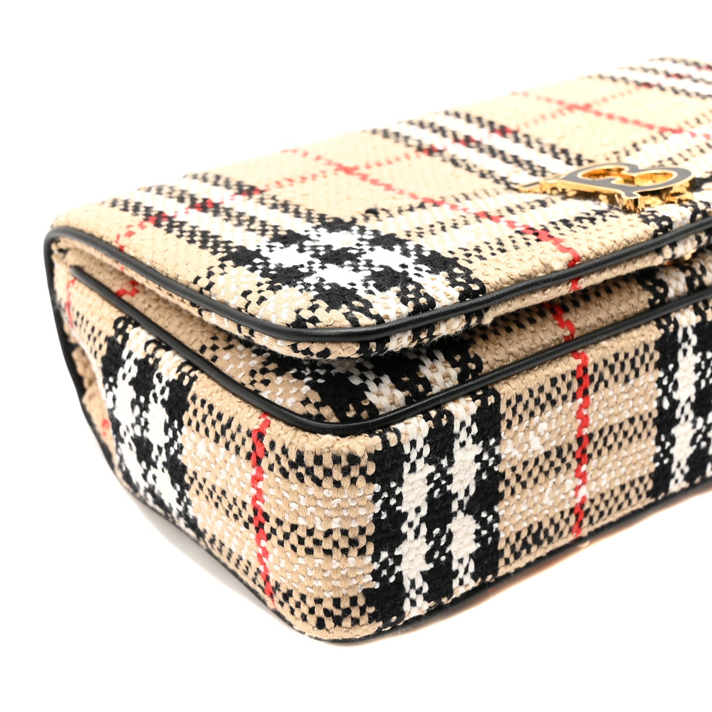Calfskin Boucle Check Small Lola Chain Bag Archive Beige