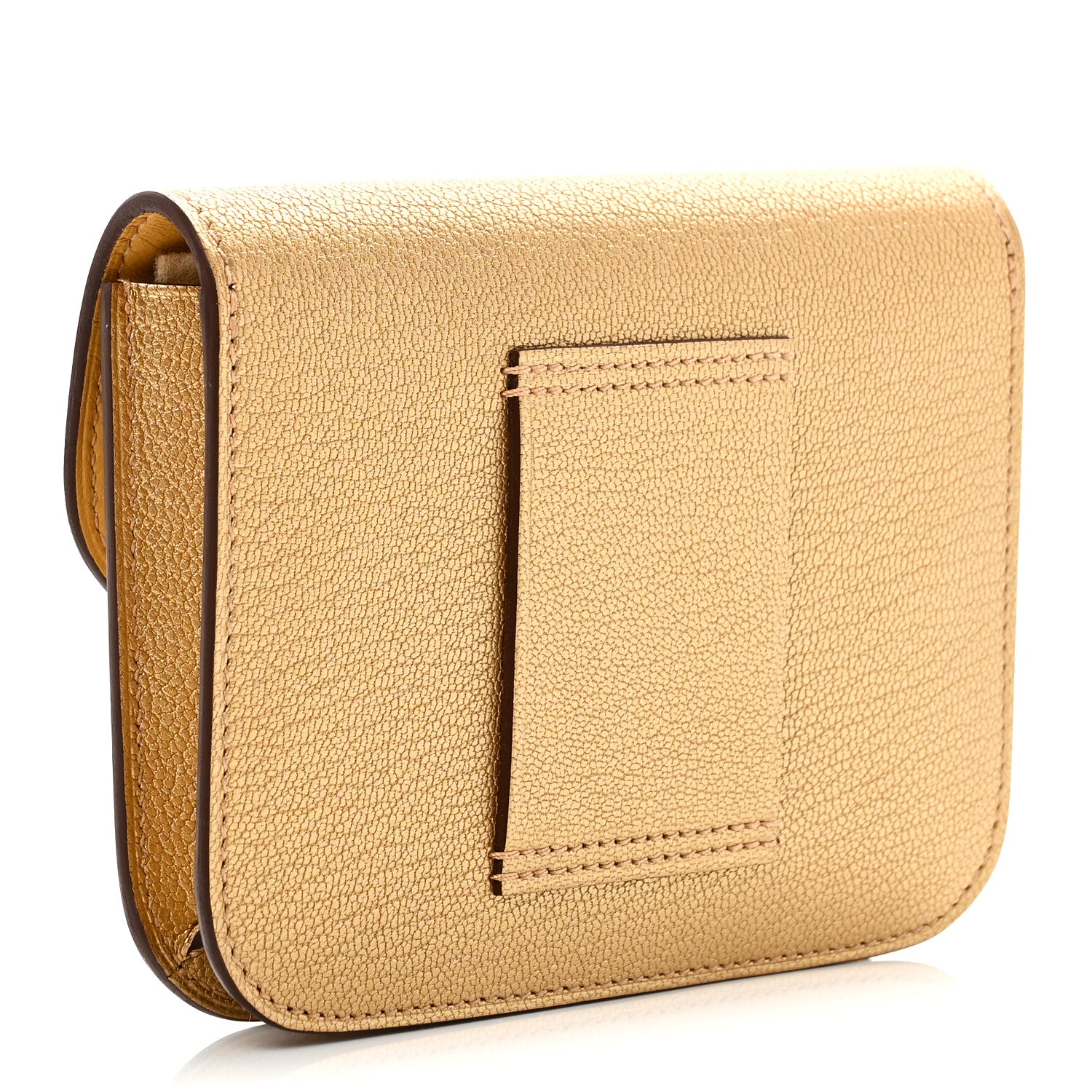 Hermes Metallic Chevre Chamkilight Constance Slim Wallet Dore