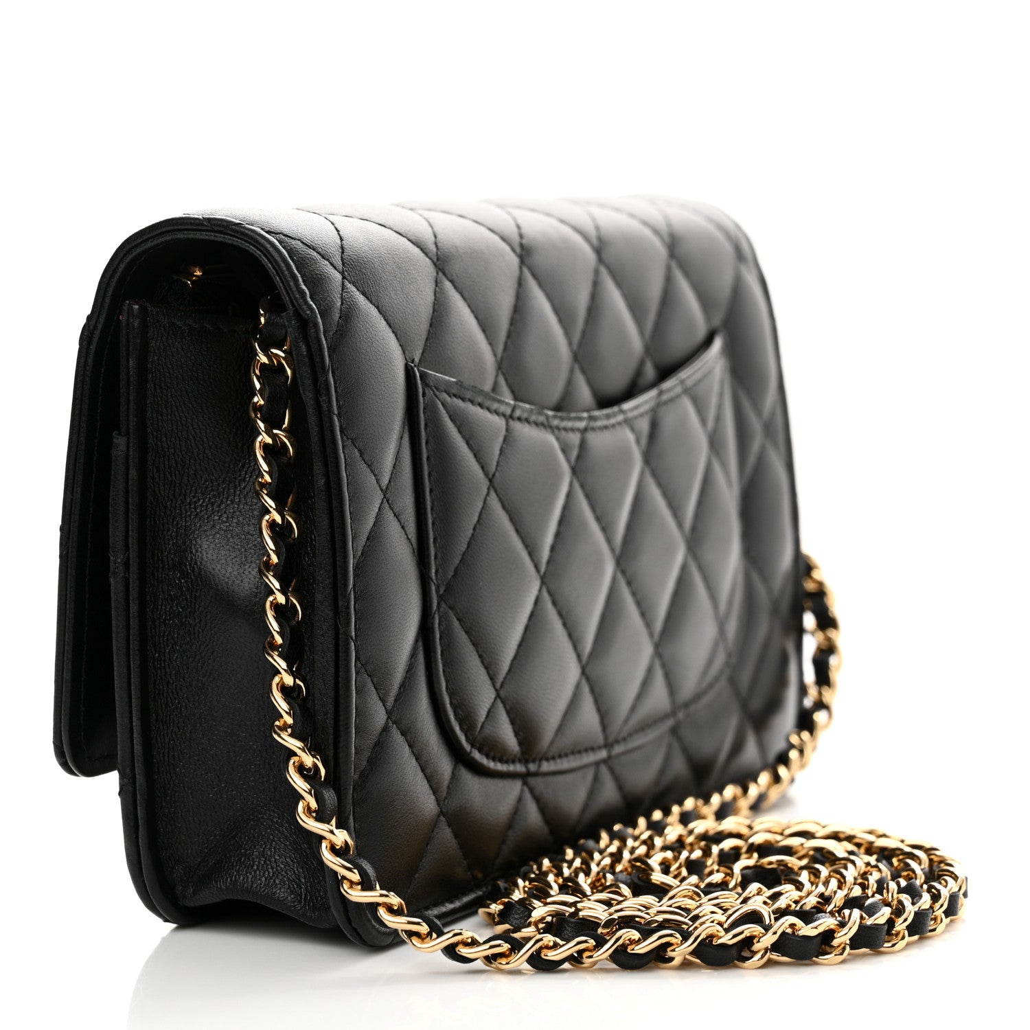 Chanel Lambskin Quilted Wallet On Chain WOC Black 3 of 14