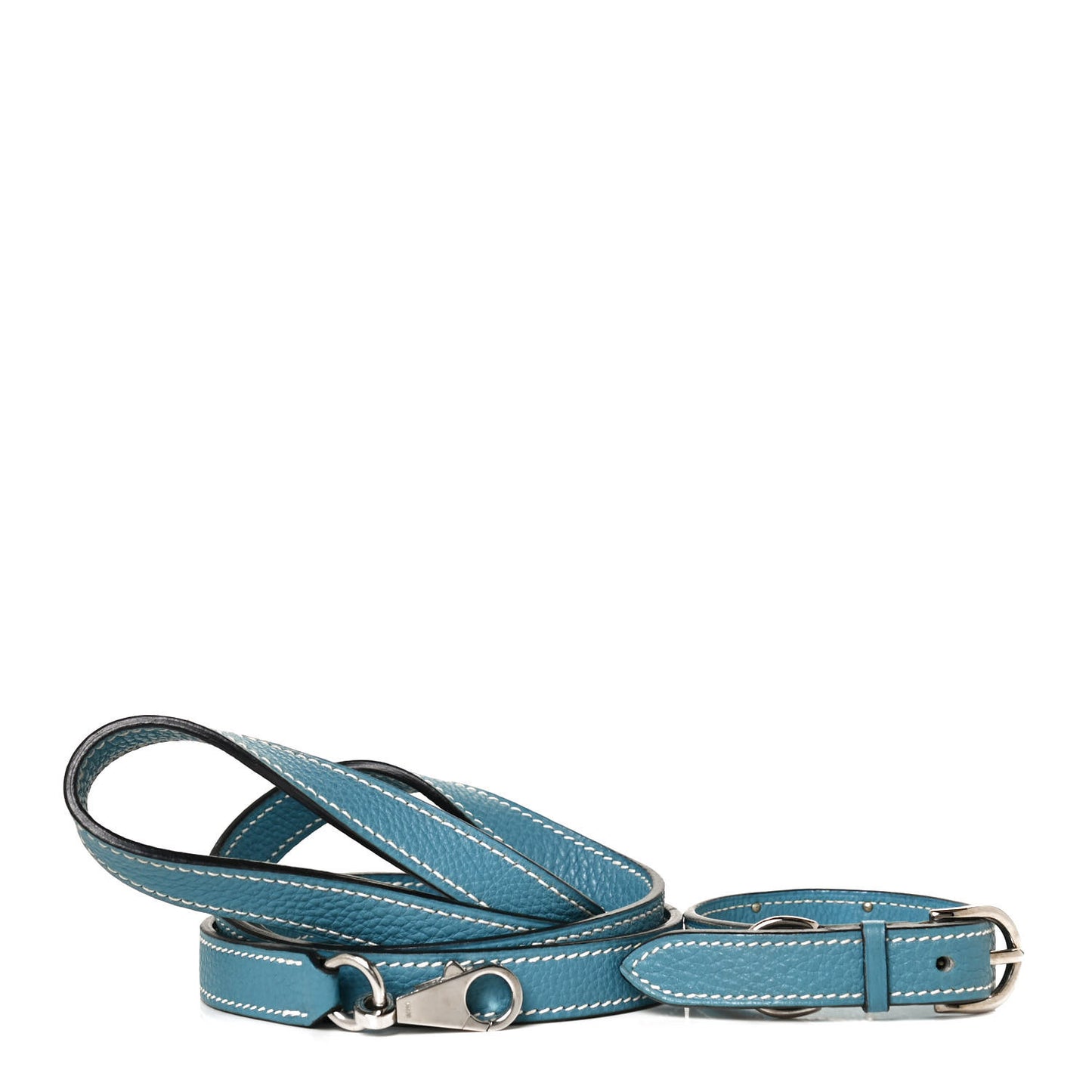 Taurillon Clemence Kelly Dog Leash and Collar Blue Jean