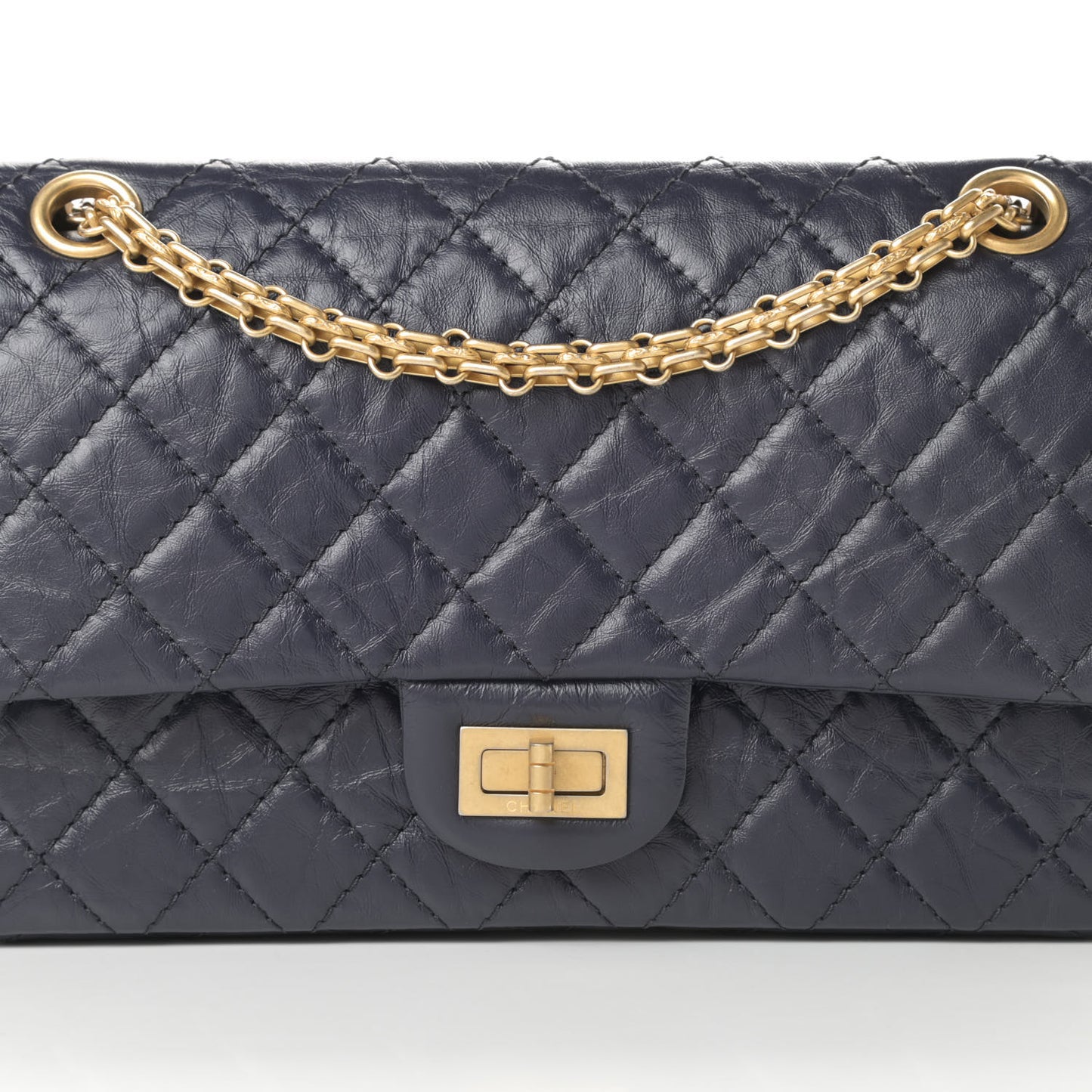 Aged Calfskin Quilted 2.55 Reissue 225 Flap Navy
