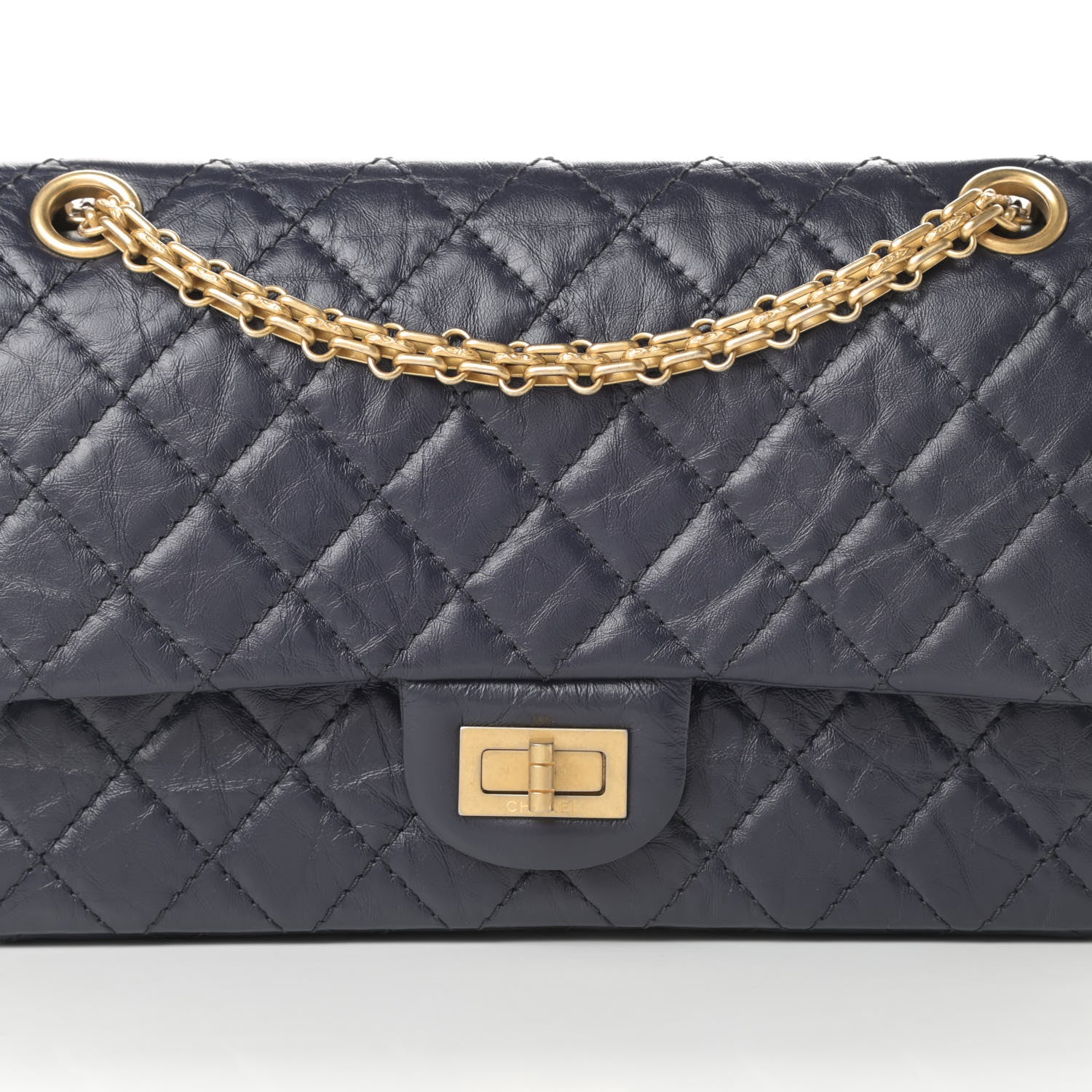 Chanel Aged Calfskin Quilted 2.55 Reissue 225 Flap Navy 8 of 13