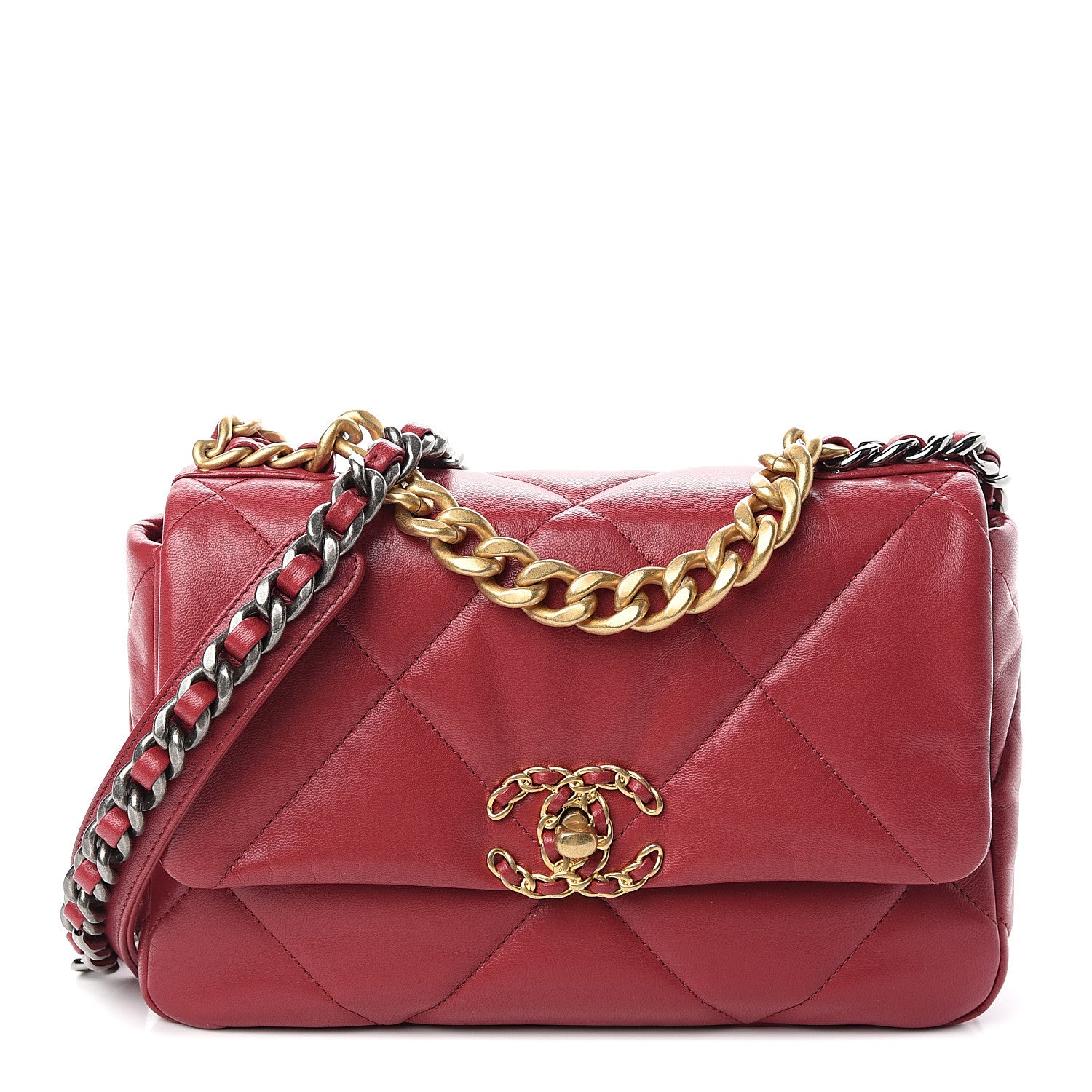 Chanel Goatskin Quilted Medium 19 Flap Dark Pink 1 of 10
