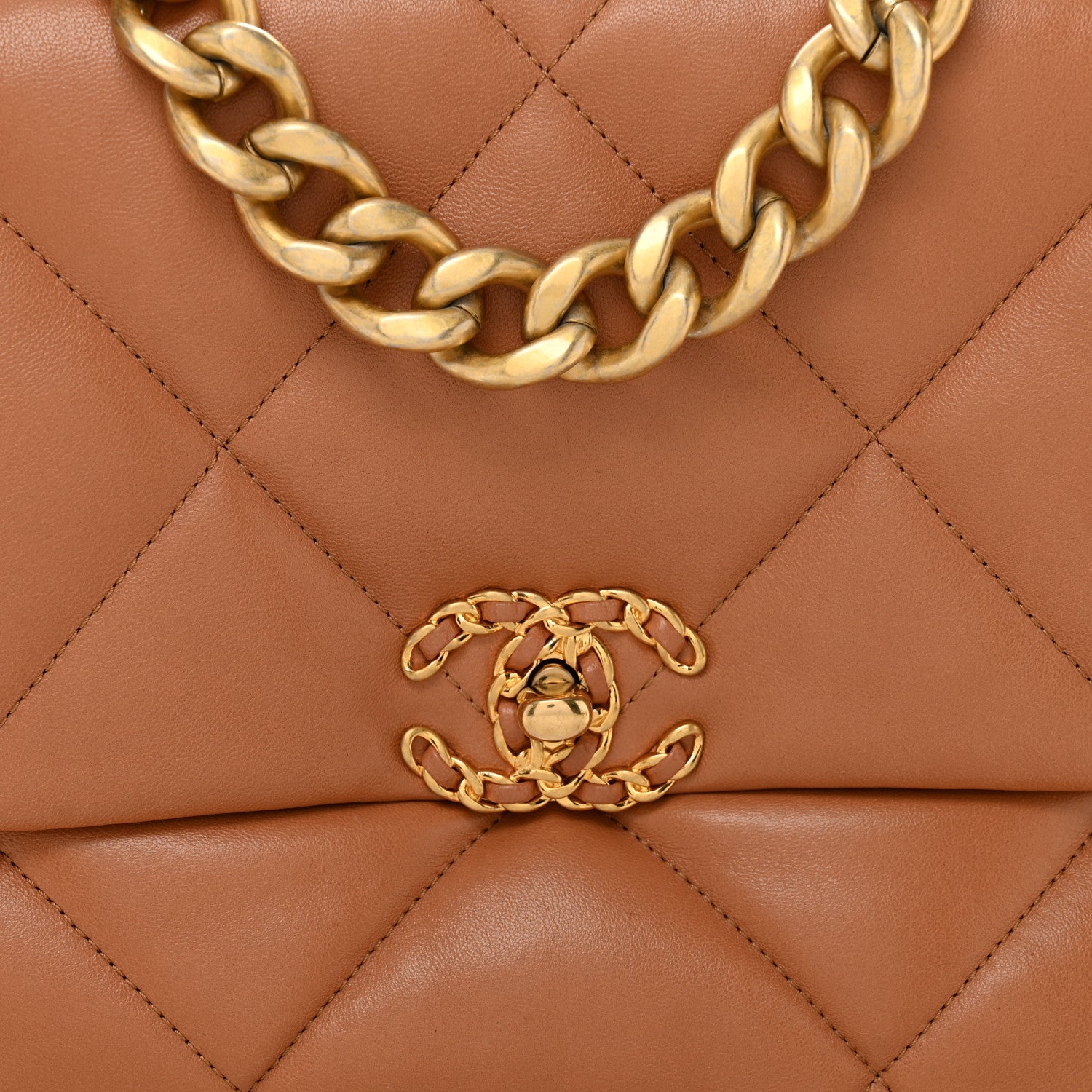 Chanel Lambskin Quilted Large Chanel 19 Flap Brown 8 of 10