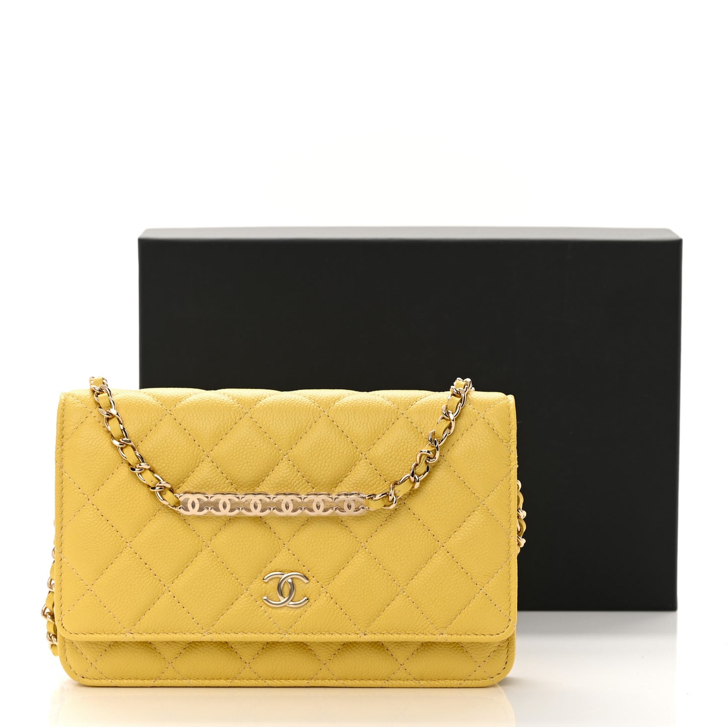 Caviar Quilted Tiny CC Wallet On Chain WOC Yellow