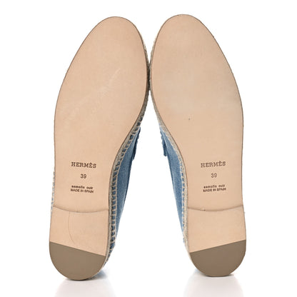 Hermes Denim Canvas Womens Trip Espadrilles 39 Bleu Clair 5 of 7