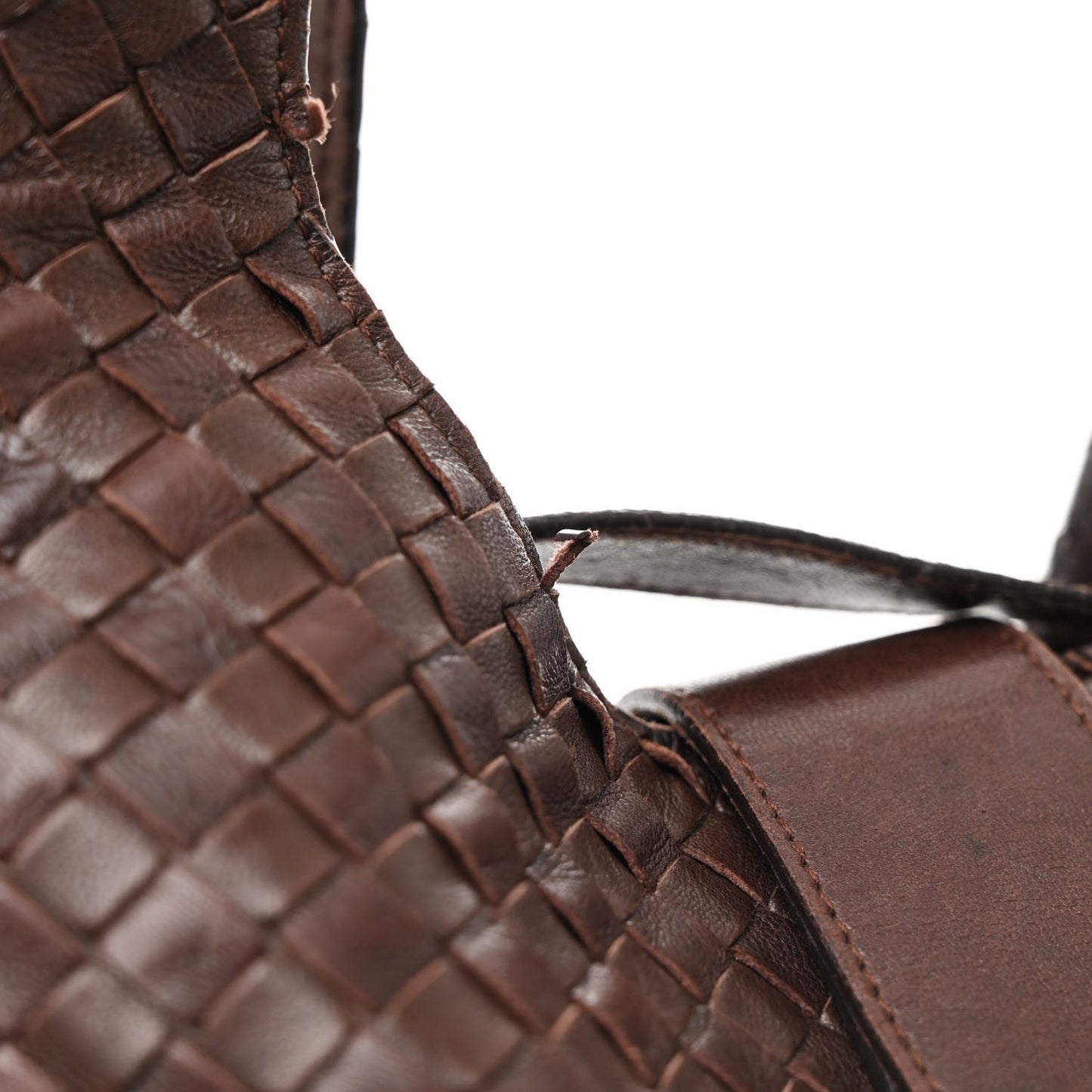 Nappa Intrecciato Shoulder Bag Ebano