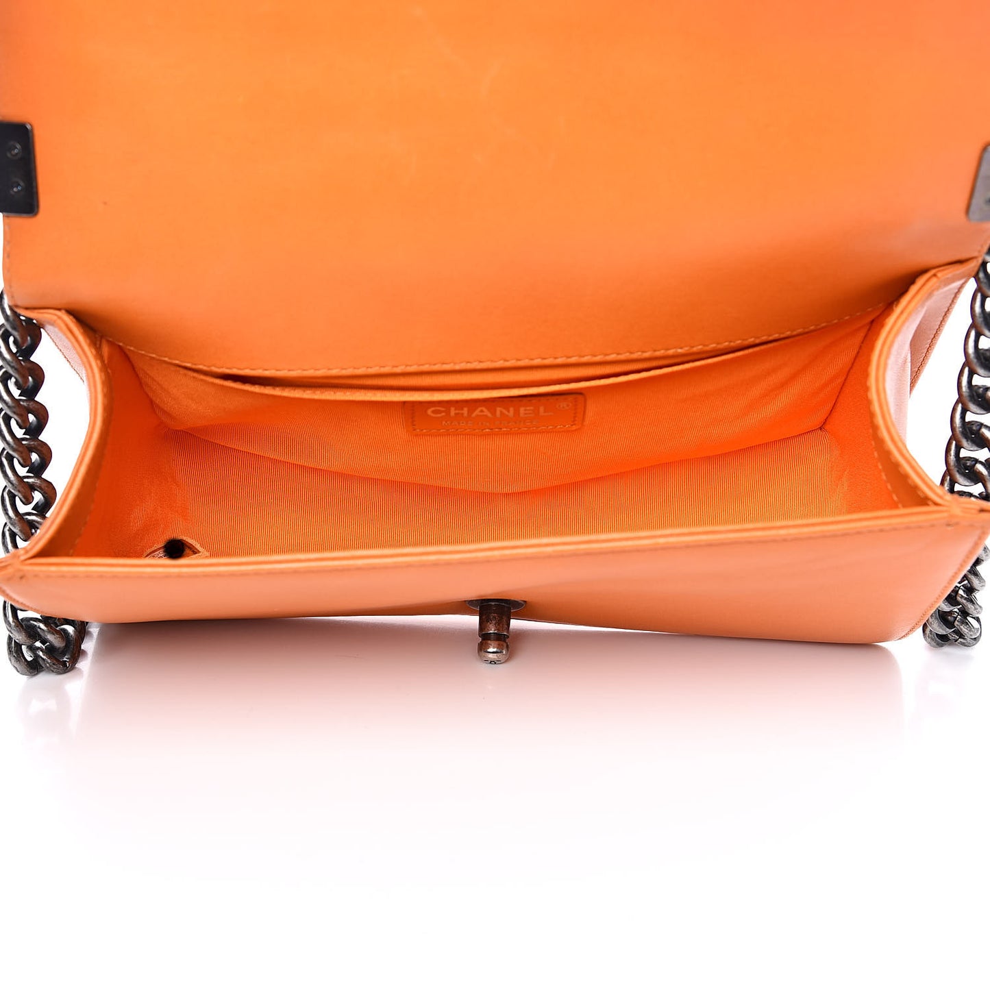 Lambskin Quilted Medium Boy Flap Orange