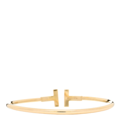 Tiffany 18K Yellow Gold Diamond T Wire Bracelet 2 of 4