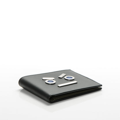 Fendi Vitello Century Face No Words Bi-Fold Wallet Black Blue 3 of 7