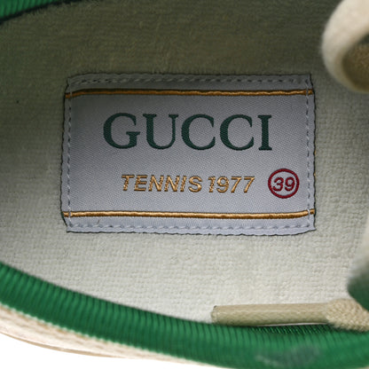 Gucci GG Supreme Monogram Water Flora Web Womens 1977 Tennis Sneakers 39 Beige White Multicolor Mystic White 6 of 7