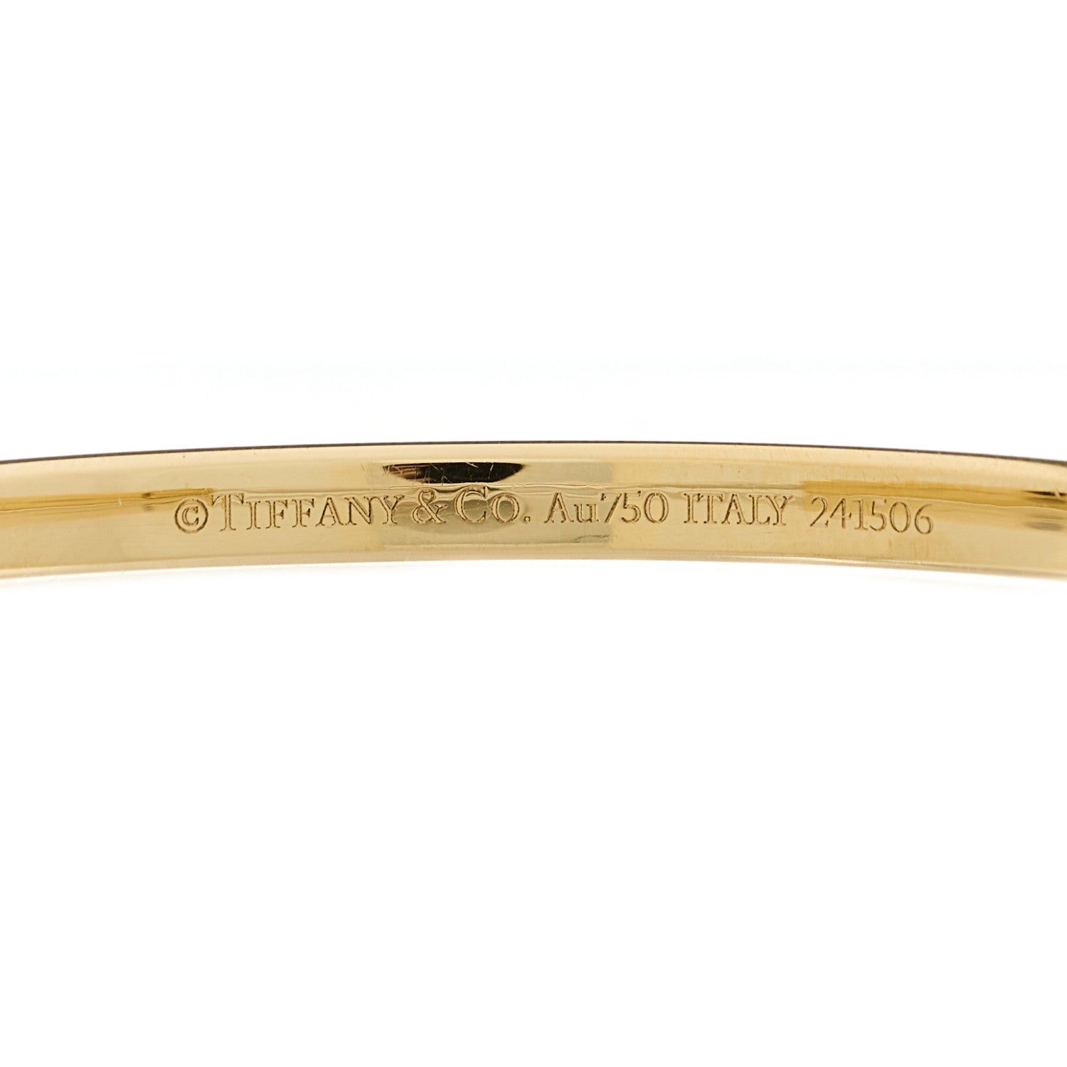 Tiffany 18K Yellow White Gold Lock Narrow Bangle Bracelet 6 of 6