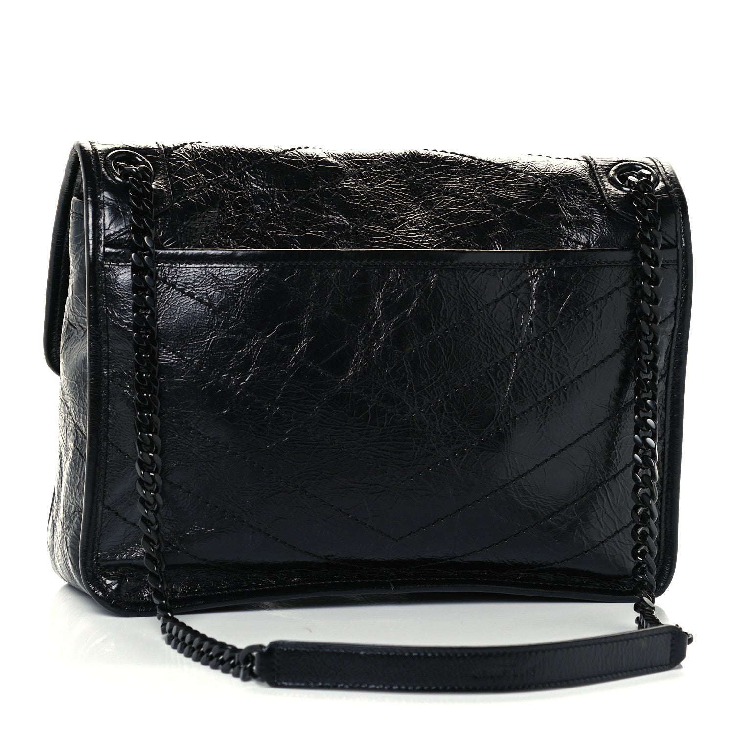 Saint Laurent Crinkled Calfskin Matelasse Monogram Medium Niki Chain Satchel Black 3 of 11