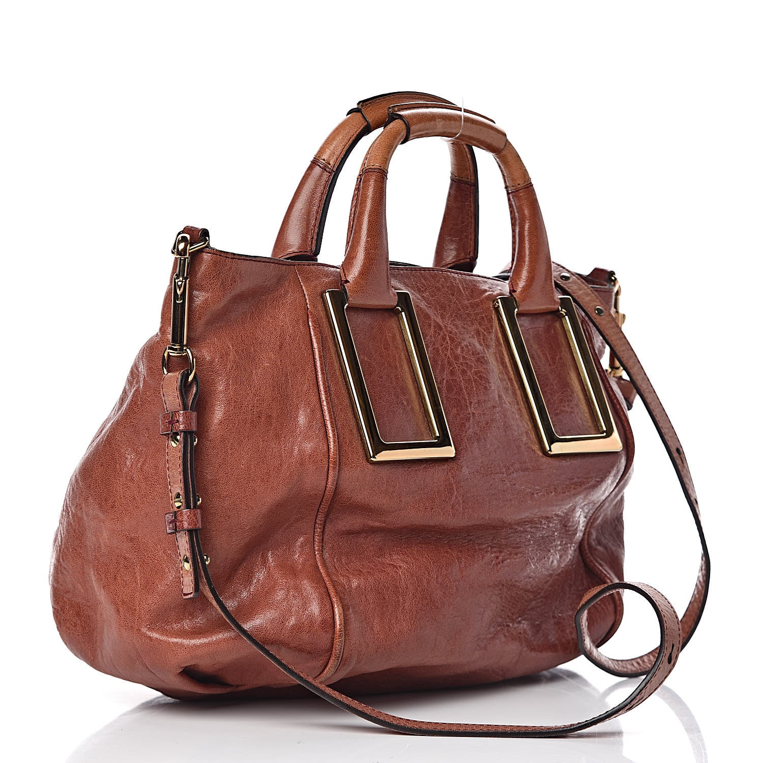 Chloe Tumbled Lambskin Medium Ethel Satchel Nutmeg Moka 3 of 13