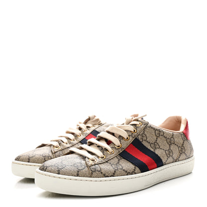 Gucci GG Supreme Monogram Womens Ace Low-Top Sneaker 37 Beige 4 of 10
