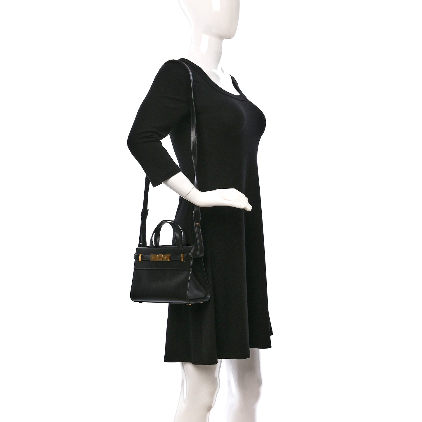 Smooth Calfskin Manhattan Nano Shopper Tote Black