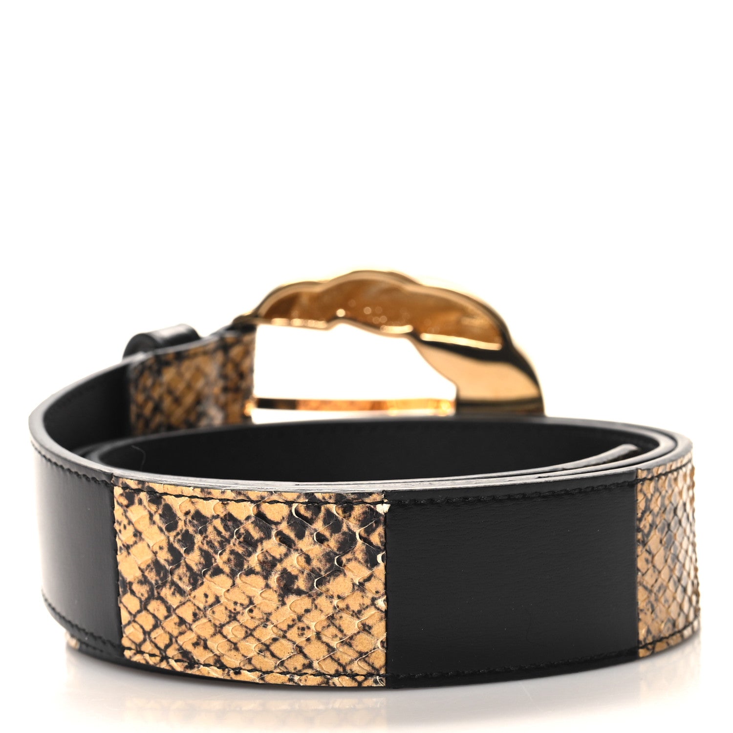 Gucci Ciny Calfskin Lux Snakeskin Torchon 35mm Belt 85 34 Black 2 of 6