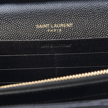 Saint Laurent Grain De Poudre Matelasse Chevron Monogram Chain Wallet Black 6 of 15