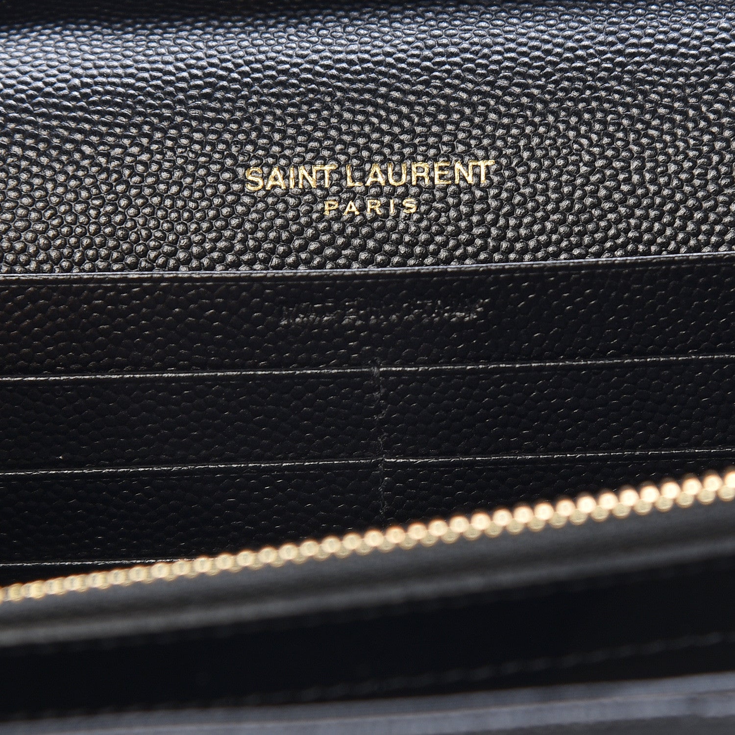 Saint Laurent Grain De Poudre Matelasse Chevron Monogram Chain Wallet Black 6 of 15