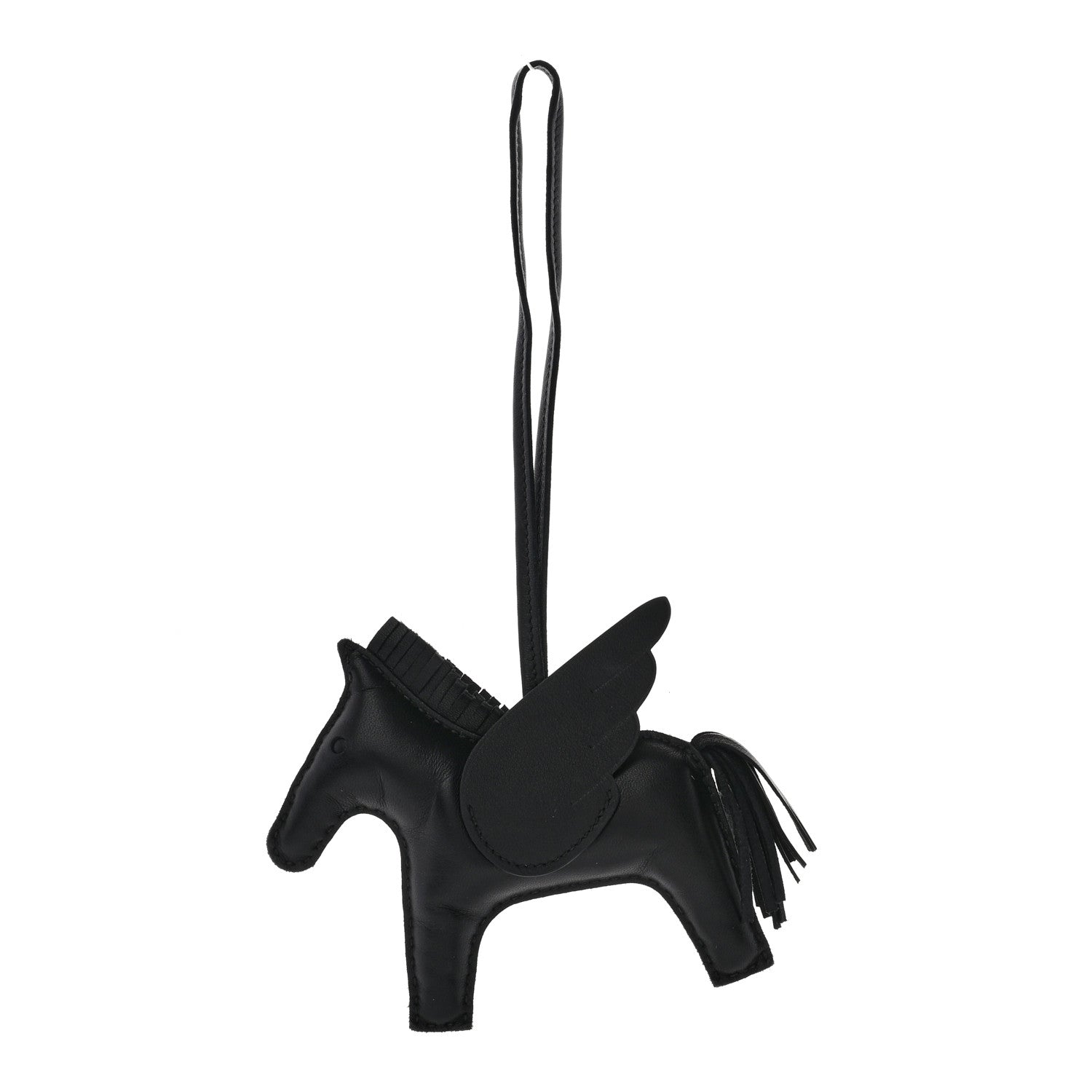 Hermes Milo Lambskin Grigri Rodeo Pegase Horse Bag Charm MM So Black 1 of 5