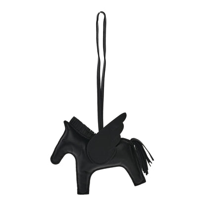 Hermes Milo Lambskin Grigri Rodeo Pegase Horse Bag Charm MM So Black 1 of 5