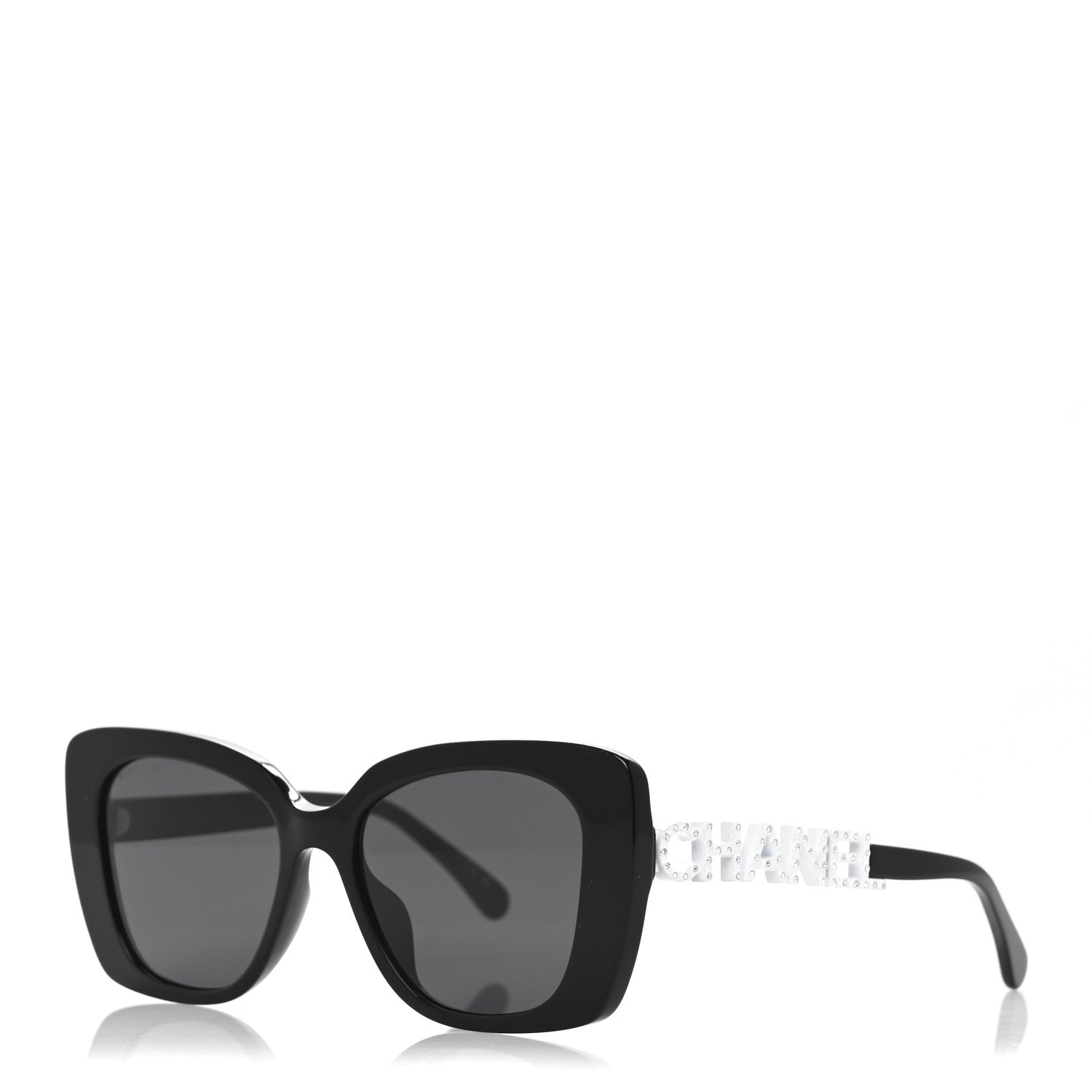 Chanel Acetate Strass Square Sunglasses 5422-B-A Black White 1 of 7