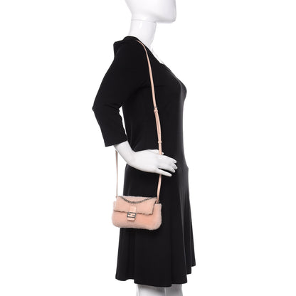 Fendi Shearling Shiny Nappa Micro Baguette Light Rose 2 of 10