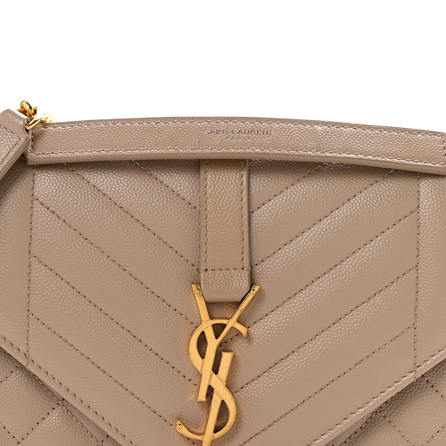 Saint Laurent Grain De Poudre Textured Mixed Matelasse Medium Triquilt Monogram Satchel Dark Beige 8 of 14