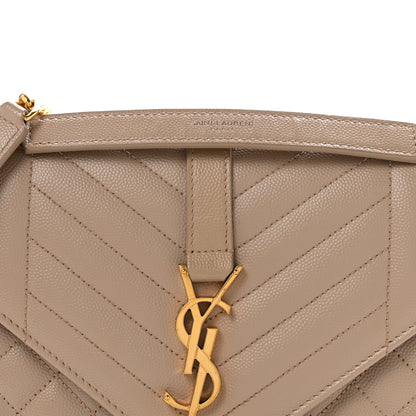Saint Laurent Grain De Poudre Textured Mixed Matelasse Medium Triquilt Monogram Satchel Dark Beige 8 of 14