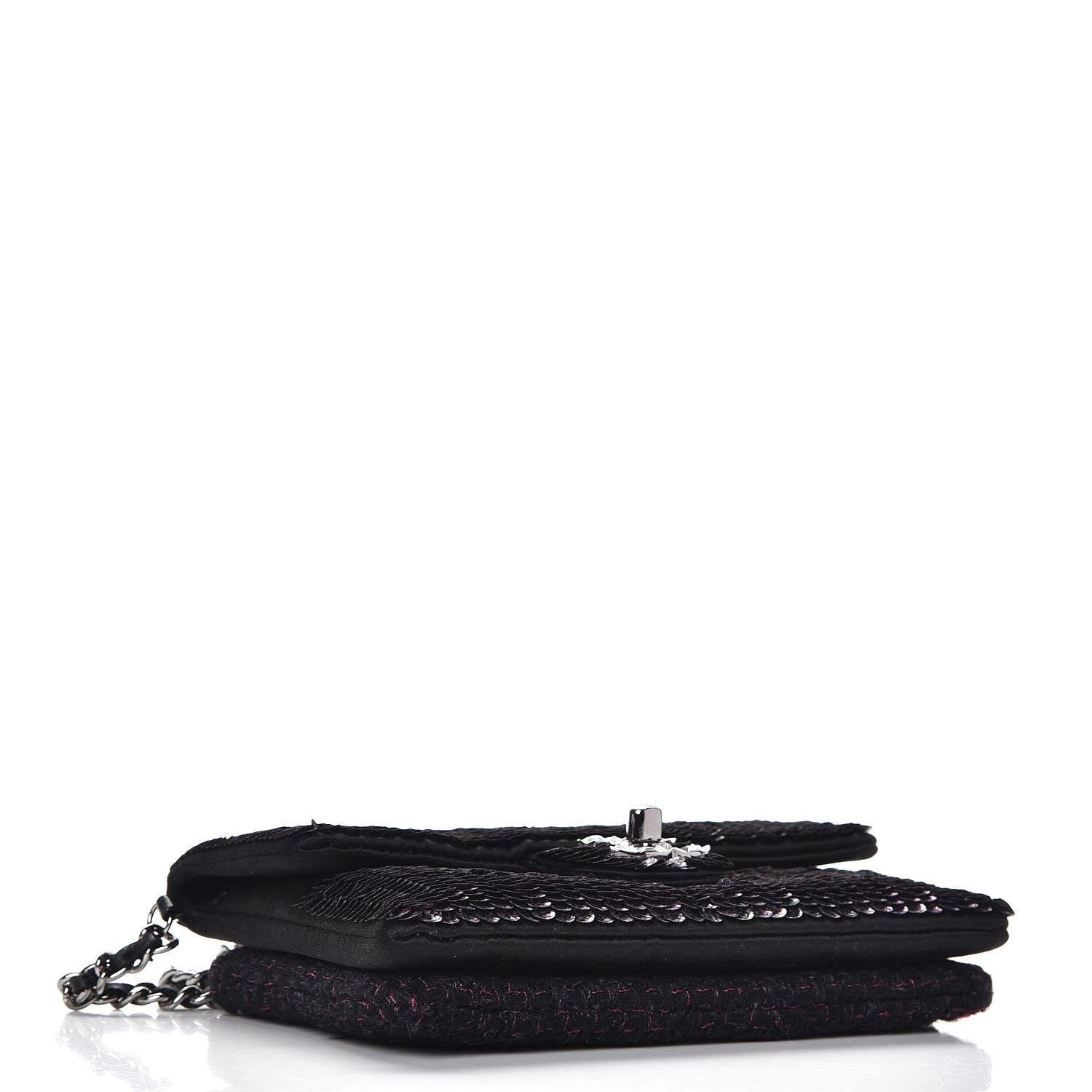 Chanel Sequin Tweed Mini Mineral Nights Flap Crossbody Bag Purple Black 4 of 7