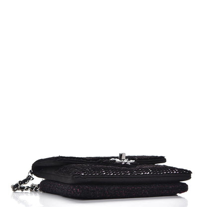 Chanel Sequin Tweed Mini Mineral Nights Flap Crossbody Bag Purple Black 4 of 7