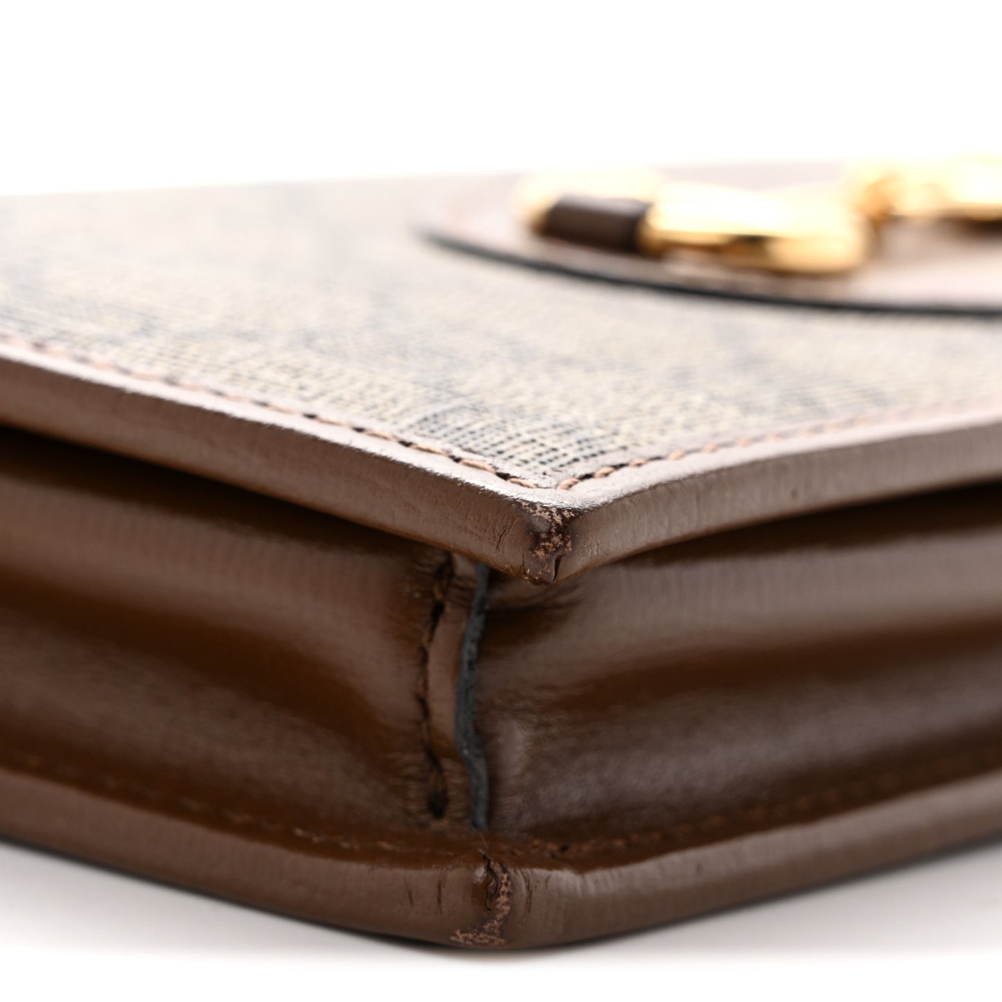 GG Supreme Monogram Azalea Calfskin Horsebit 1955 Wallet On Chain Beige Ebony Brown Sugar