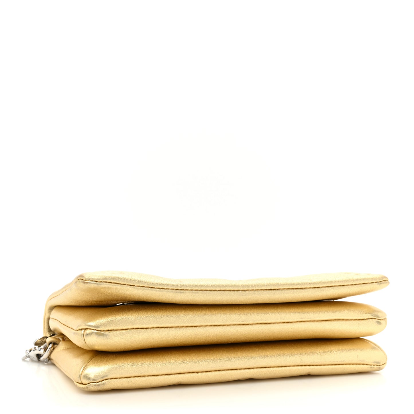 Metallic Lambskin Embossed Monogram Pochette Coussin Gold