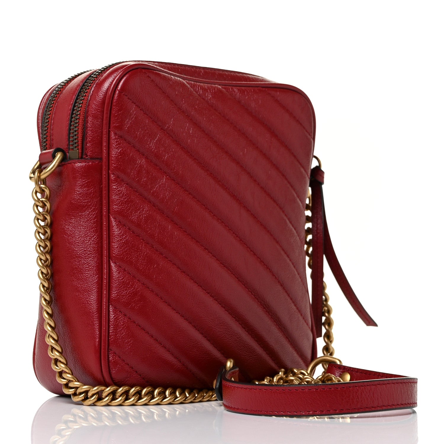 Gucci Azalea Calfskin Matelasse Diagonal Tall GG Marmont Crossbody Bag Romantic Cerise 3 of 8