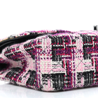 Chanel Tweed Quilted Medium Double Flap Pink Black 12 of 13