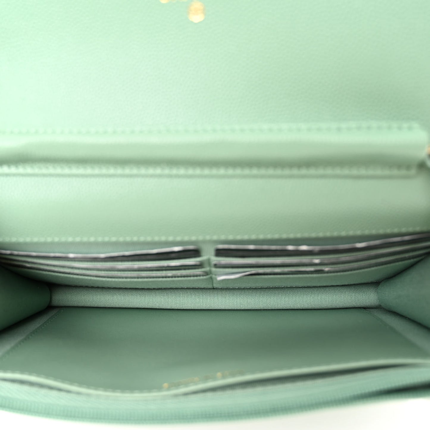 Caviar Quilted Wallet on Chain WOC Light Green