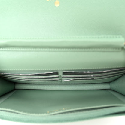 Chanel Caviar Quilted Wallet on Chain WOC Light Green 5 of 11