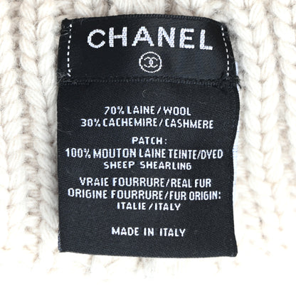 Chanel Wool Cashmere CC Beanie Hat White 5 of 5