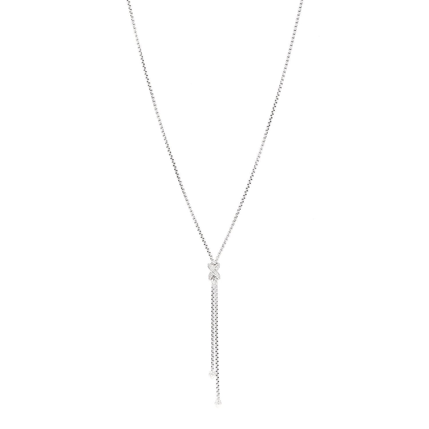 Sterling Silver Diamond Petite X Lariat Necklace