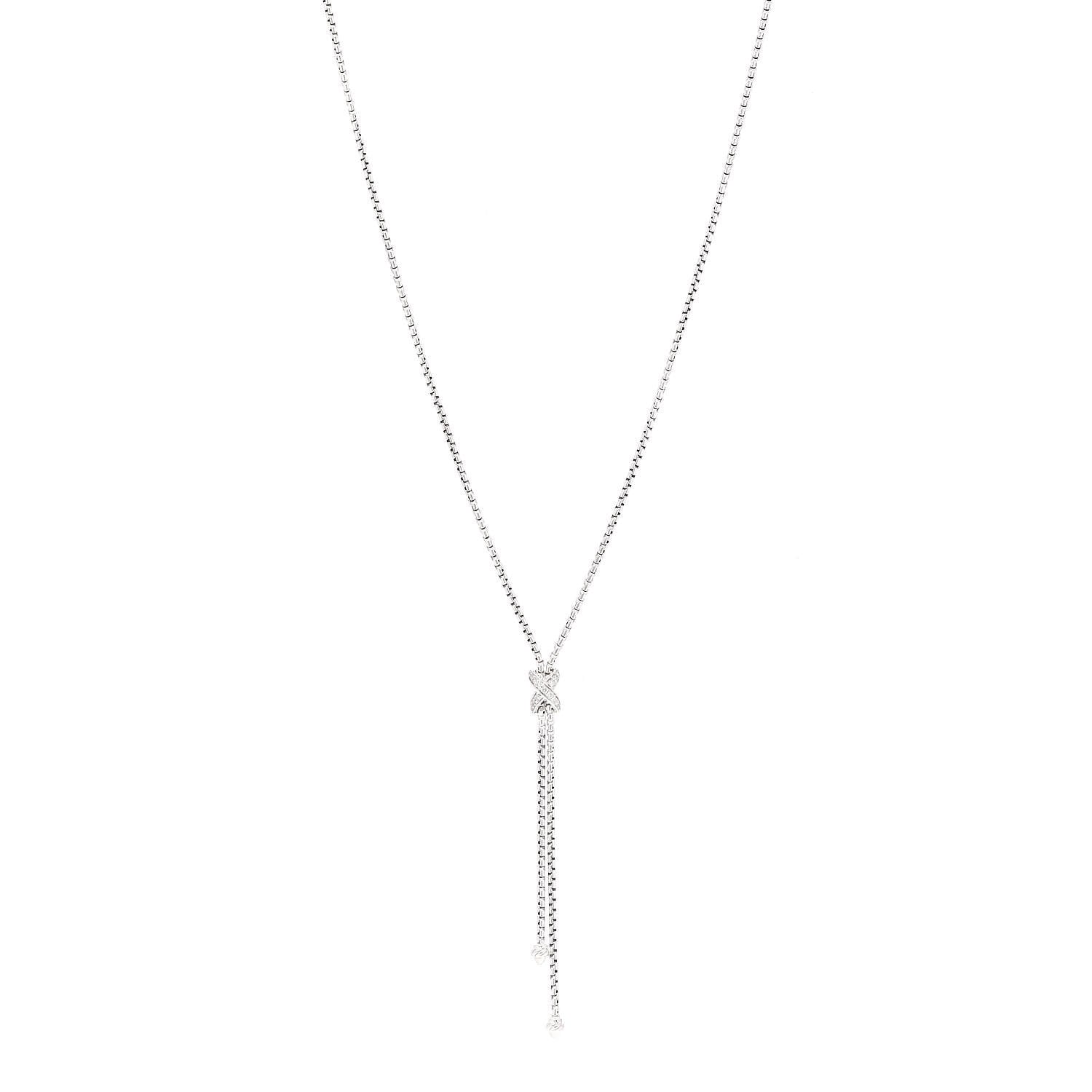 David Yurman Sterling Silver Diamond Petite X Lariat Necklace 1 of 6