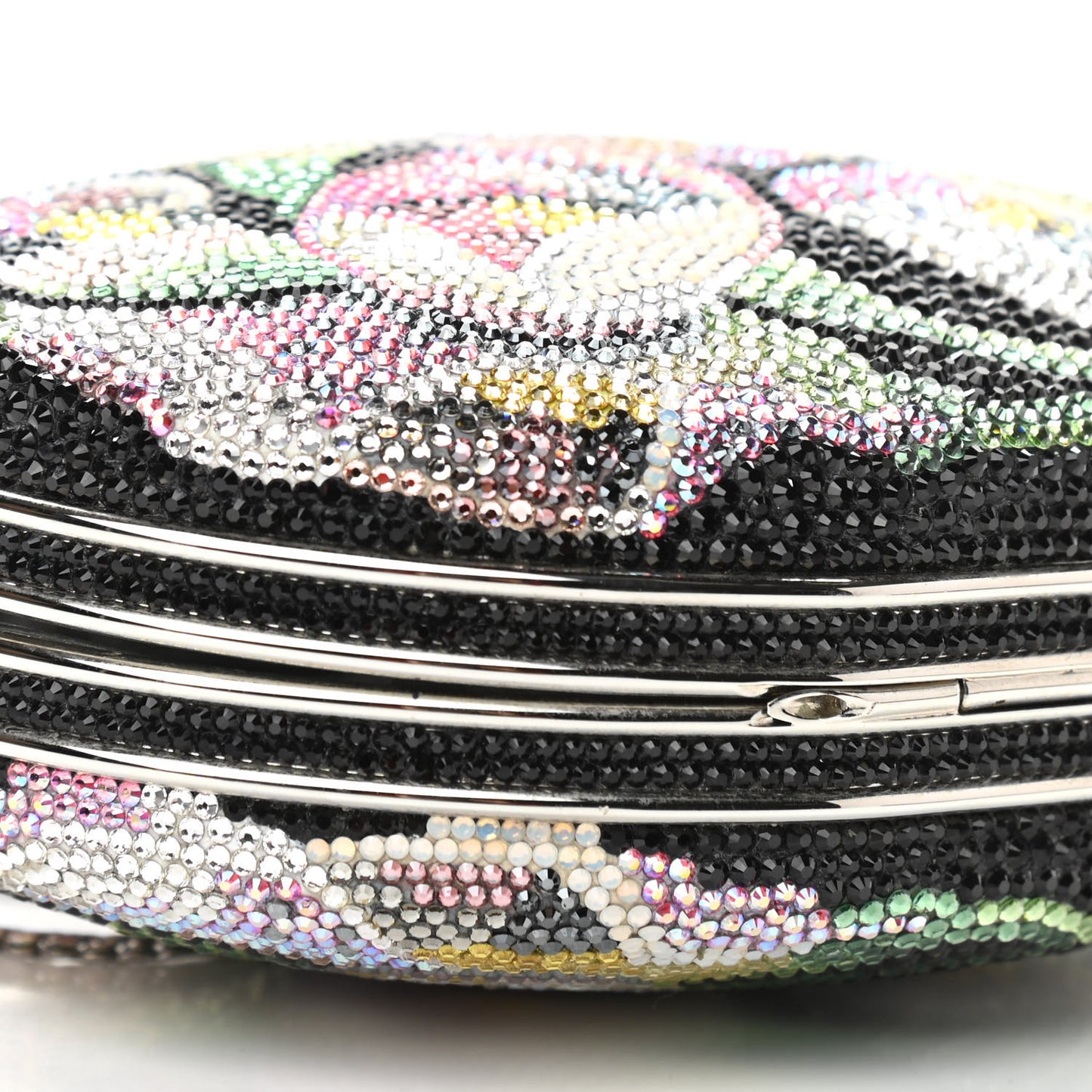 Swarovski Crystal Flower Minaudiere Clutch Gold Multicolor