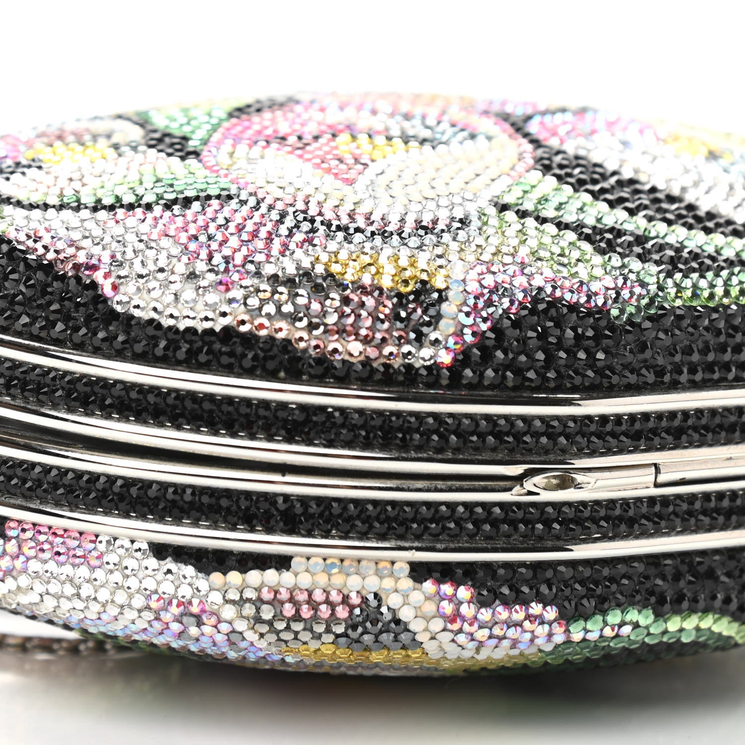 Judith Leiber Swarovski Crystal Flower Minaudiere Clutch Gold Multicolor 9 of 10