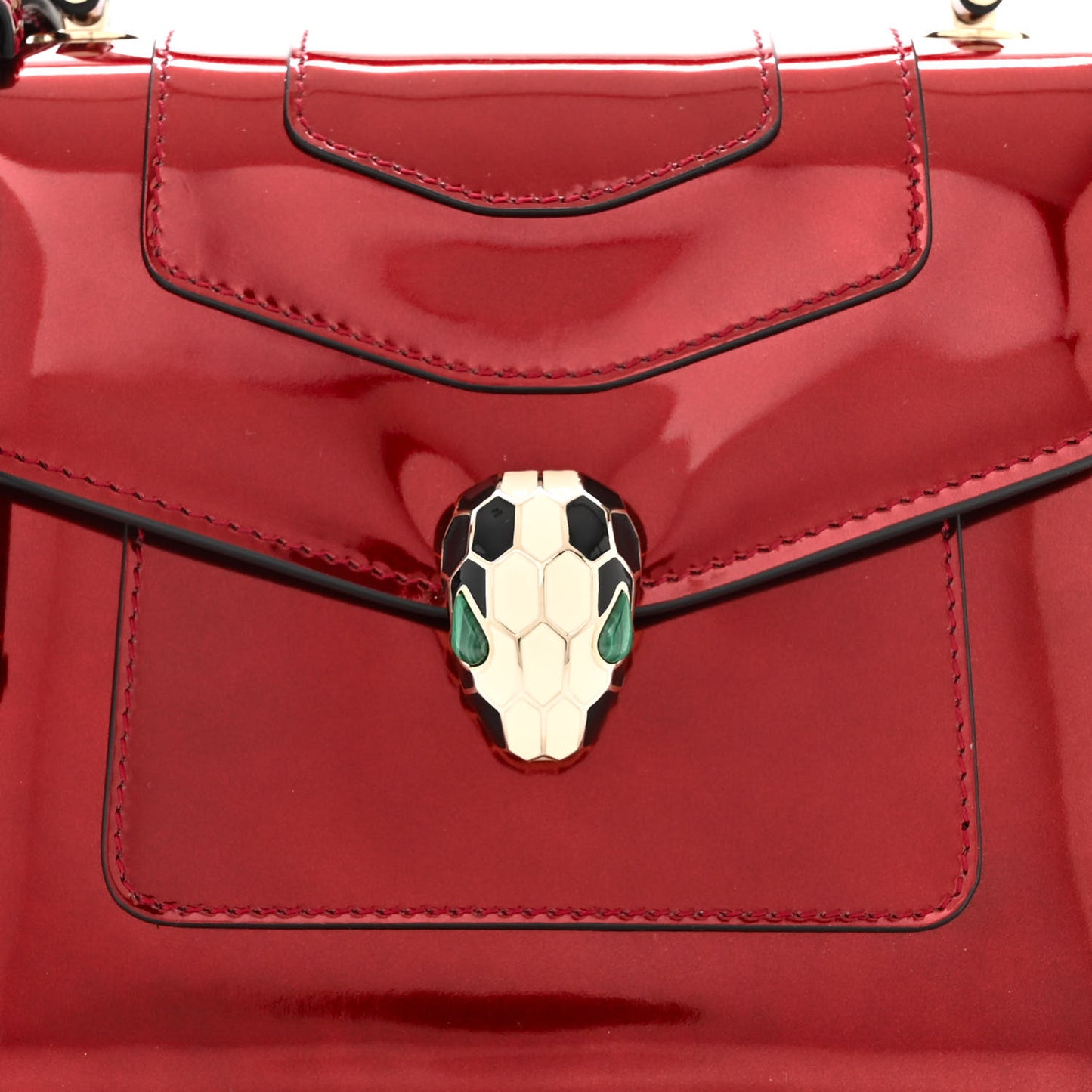 Metallic Calfskin Serpenti Forever Top Handle Dark Red
