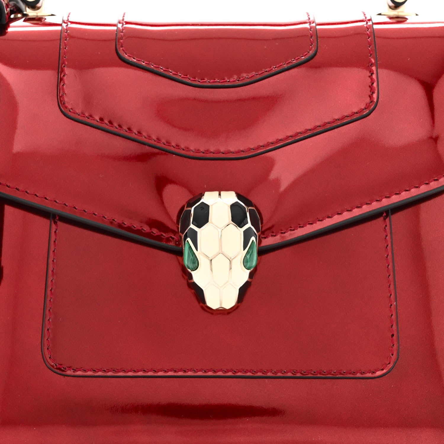 Bulgari Metallic Calfskin Serpenti Forever Top Handle Dark Red 8 of 10