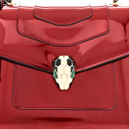 Bulgari Metallic Calfskin Serpenti Forever Top Handle Dark Red 8 of 10