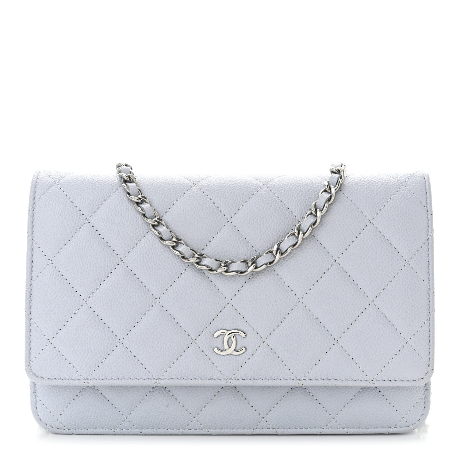 Chanel Caviar Quilted Wallet On Chain WOC Light Grey 1 of 11
